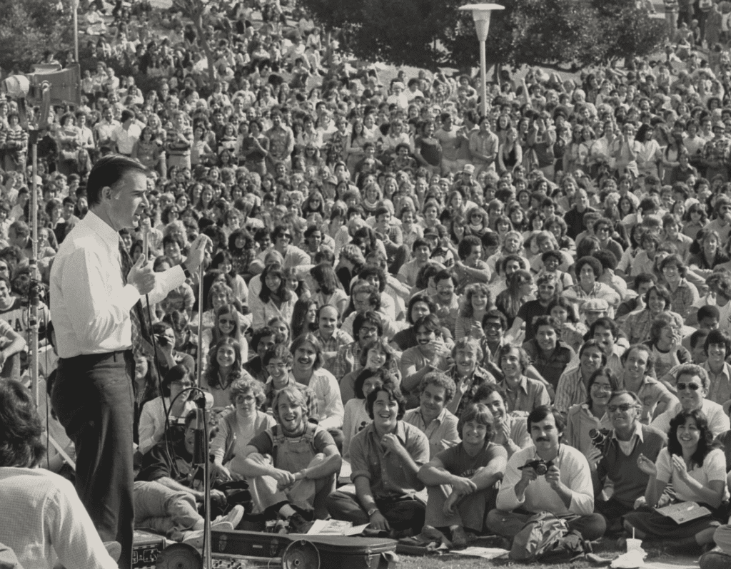 (Pg. 194) 1978: Jerry Brown Campaigning at UCLA. 
